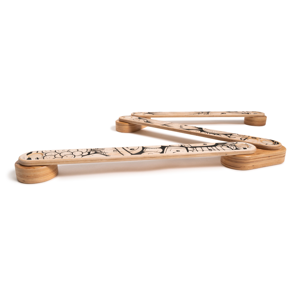 Set of 3 wooden balance beams for children with coloring space